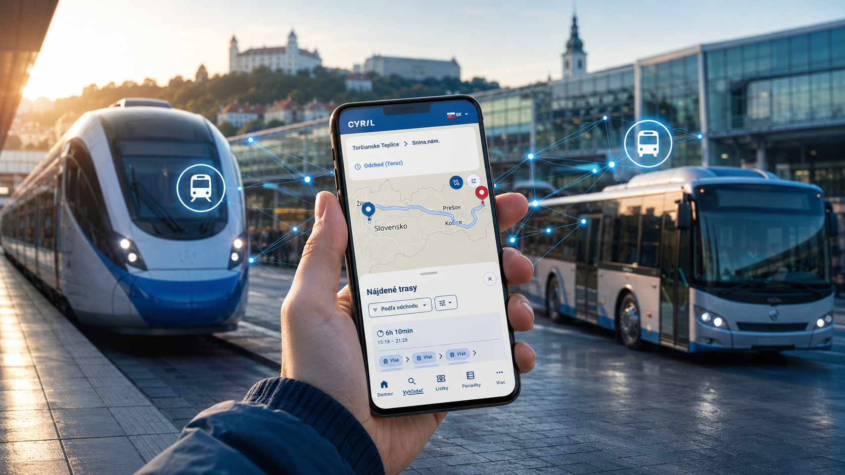 Cyril prichádza: Slovensko spúšťa jednu aplikáciu na vlaky aj autobusy.